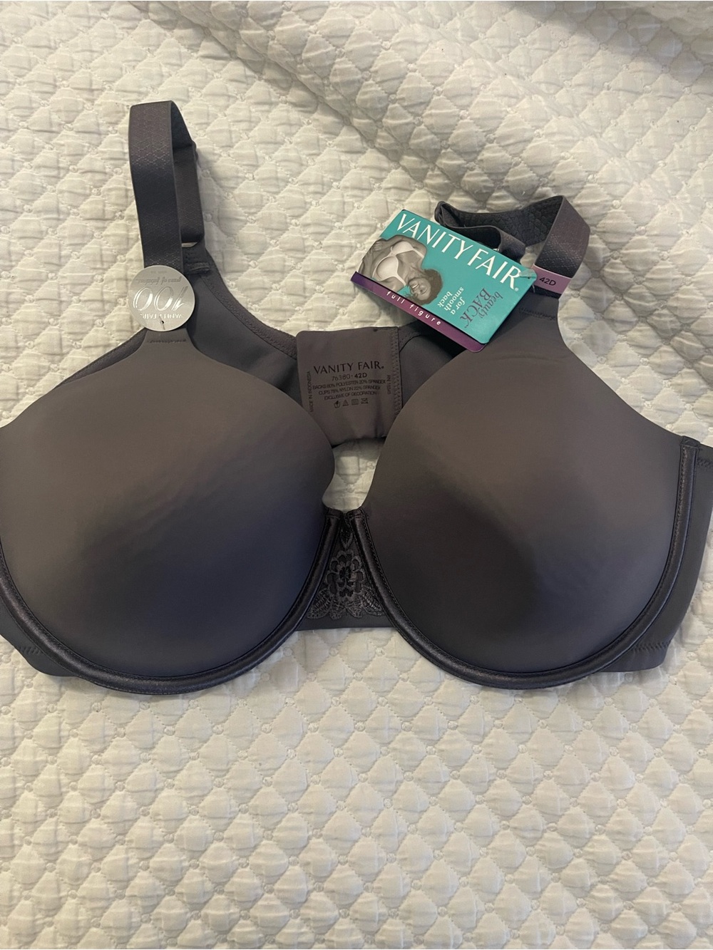 Vanity Fair Smooth Molded T-Shirt Bra in Dark Gray NWT 42D